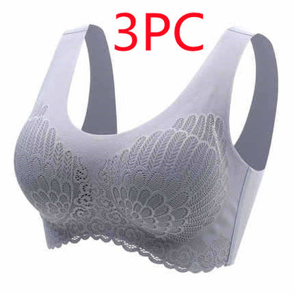 Soutien-gorge de sport en latex thaïlandais naturel 4.0 Angel Wings sans couture une pièce en dentelle pour femme sans armature