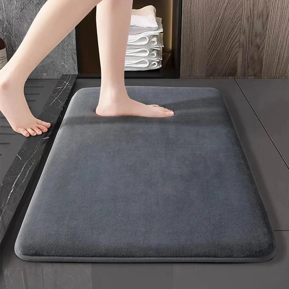 Thickened coral velvet solid color floor mat bathroom living room entrance water absorbing and non slip mat bedroom floor mat by eprolo