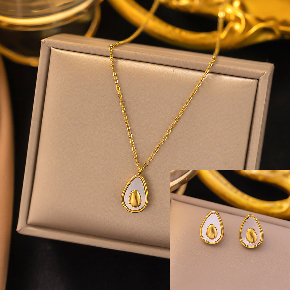 Juego de joyas de acero inoxidable para mujer: collar y pendientes