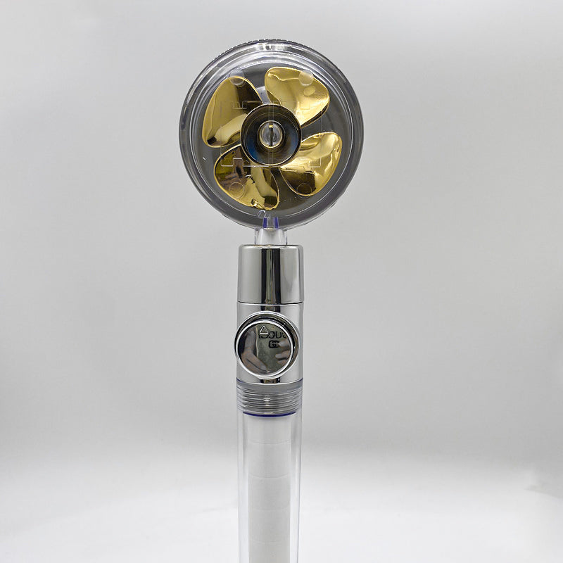 Cabezal de Ducha con Ahorro de Agua, Flujo Giratorio 360 Grados con Pequeño Ventilador, Boquilla Rociadora de Alta Presión de Lluvia de ABS, Accesorios de Baño