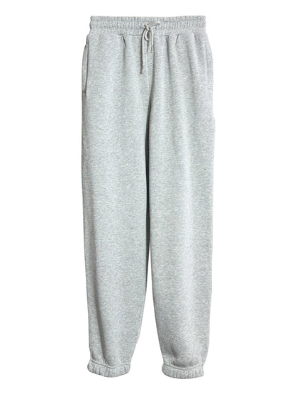 Pantalon de jogging décontracté en molleton uni avec fourrure, taille haute, ample et fuselé, pour la maison