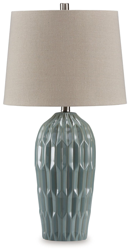 Hadbury - Ceramic Table Lamp (Set of 2) - Pale Blue / Teal-1