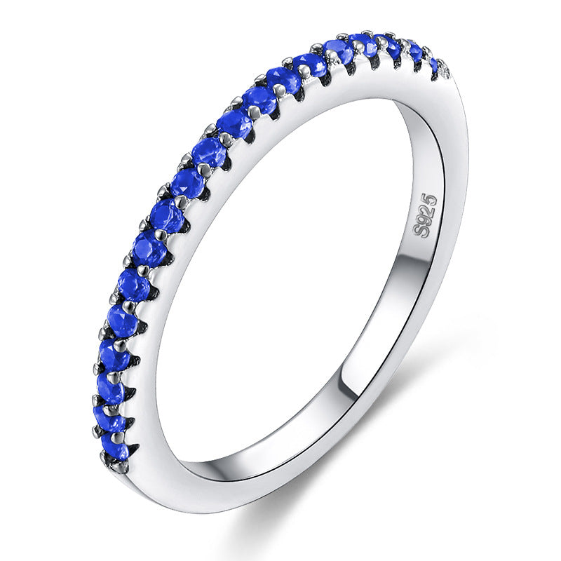 Bague en Zircon Incrustée de Diamants Simples sur une Seule Rangée