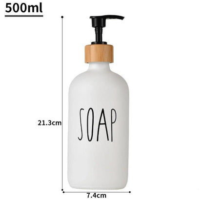 Glass 500ml Boston hand soap pump black and white split bottle wooden cap soap dispenser shampoo bottle by eprolo
