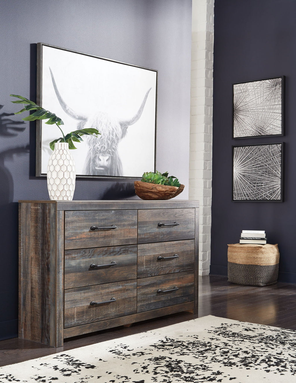 Dark Brown King Bookcase Bed & Storage Set 7-Piece Bedroom Furniture-1