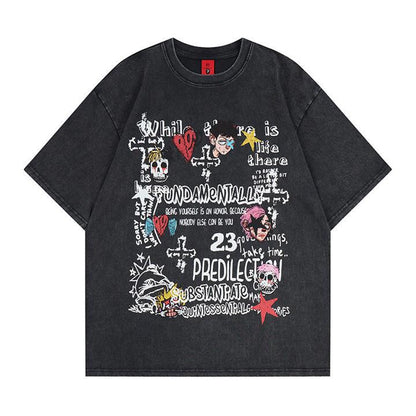 T-shirt à manches courtes squelette de dessin animé