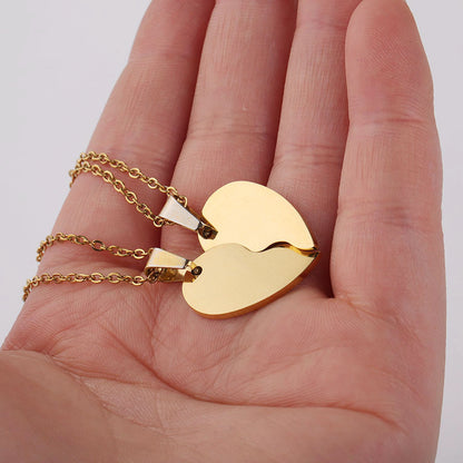 Parure de colliers puzzle pour amoureux en acier inoxydable
