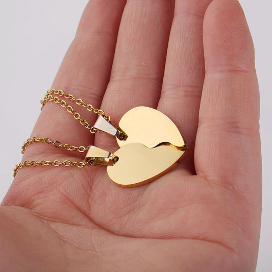 Conjunto de collares rompecabezas de amor de acero inoxidable