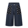 Star pocket polka dot denim cropped pants