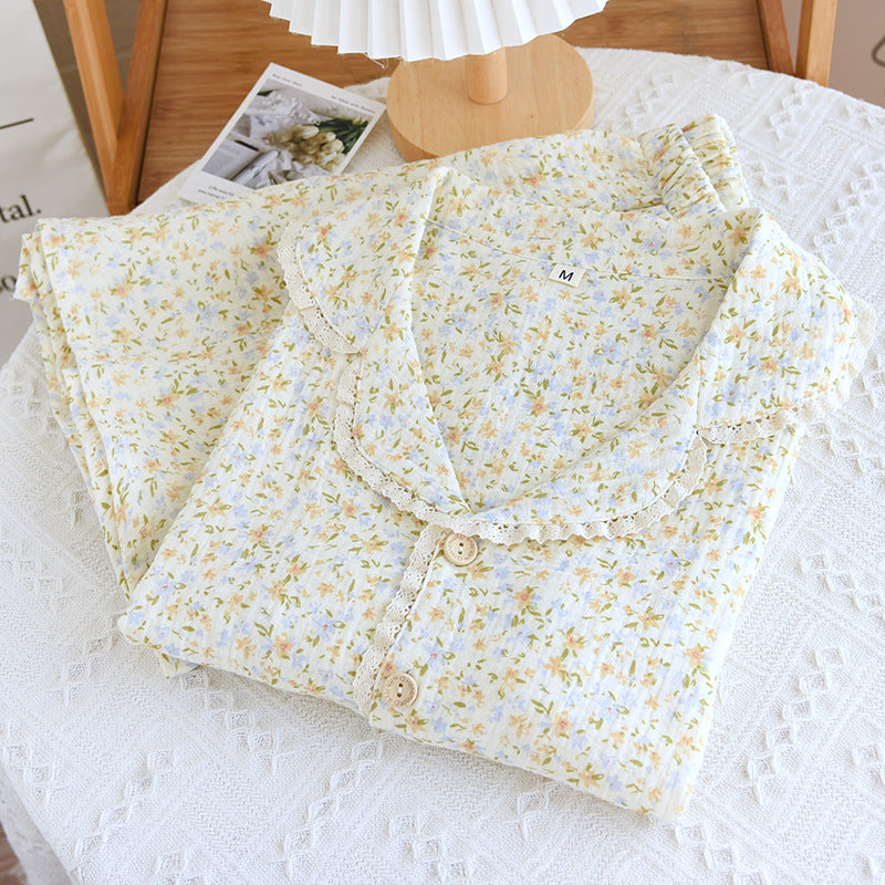 Pyjama d'été en coton à fleurs, manches courtes et short