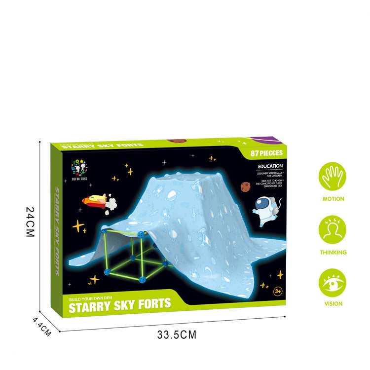 Kit de construction de cabanes Blocs de construction Tentes pour enfants Constructeur de forteresses Châteaux Tunnels Maison de jeu 3D à construire soi-même pour enfants Cadeau