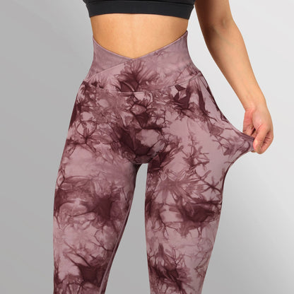 Legging Tie-Dye Sans Couture Femme, Pantalon Yoga Push Up, Sport, Fitness, Course, Gym