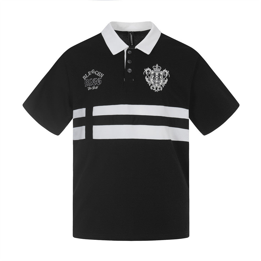 Polo de retazos a rayas con contraste
