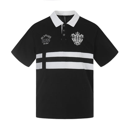 Polo de retazos a rayas con contraste