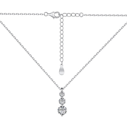 Parure Bague, Collier et Boucles d'Oreilles en Argent Sterling S925 avec Zircons Ronds