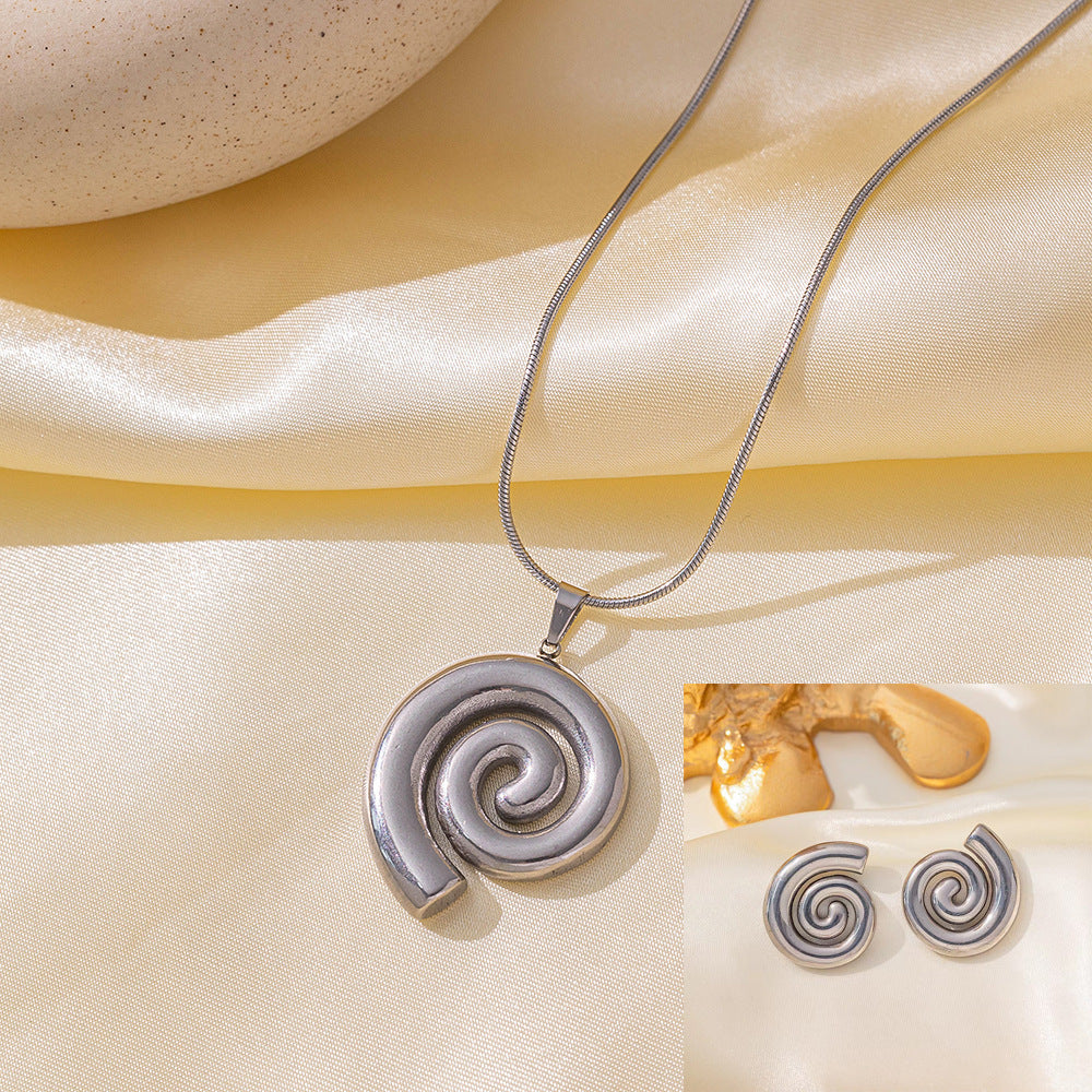 Juego de joyas de acero inoxidable para mujer: collar y pendientes