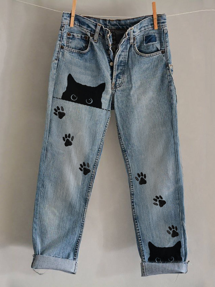 Nuevos pantalones vaqueros acampanados con estampado 3D por transferencia de calor en denim sintético