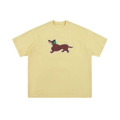 Dog embroidery pure cotton short sleeved shirt