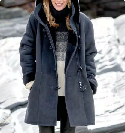 Manteau boutonnage hiver chaud à capuche avec poches Vêtements Femme