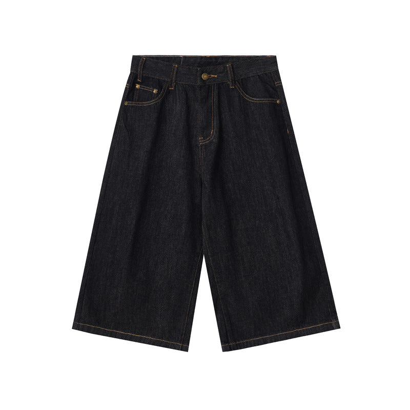 Pantalones capri de mezclilla con piel de vaca originales