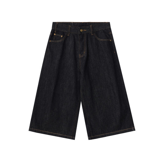 Original cowhide denim cropped pants
