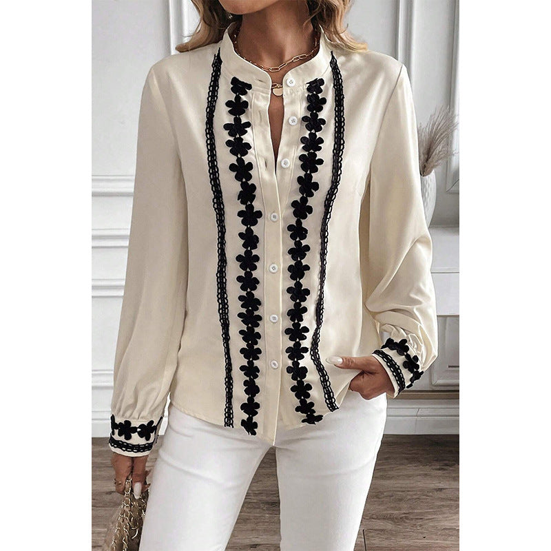 Chemise à manches longues à rangée unique et plusieurs boucles pour femme, style décontracté européen et américain