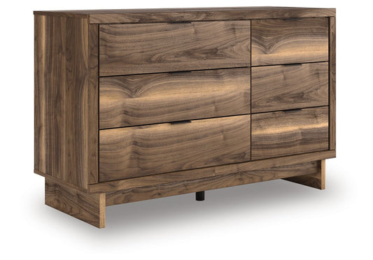 Signature Design by Ashley Six Drawer Brown Dresser with Modern Twist-0