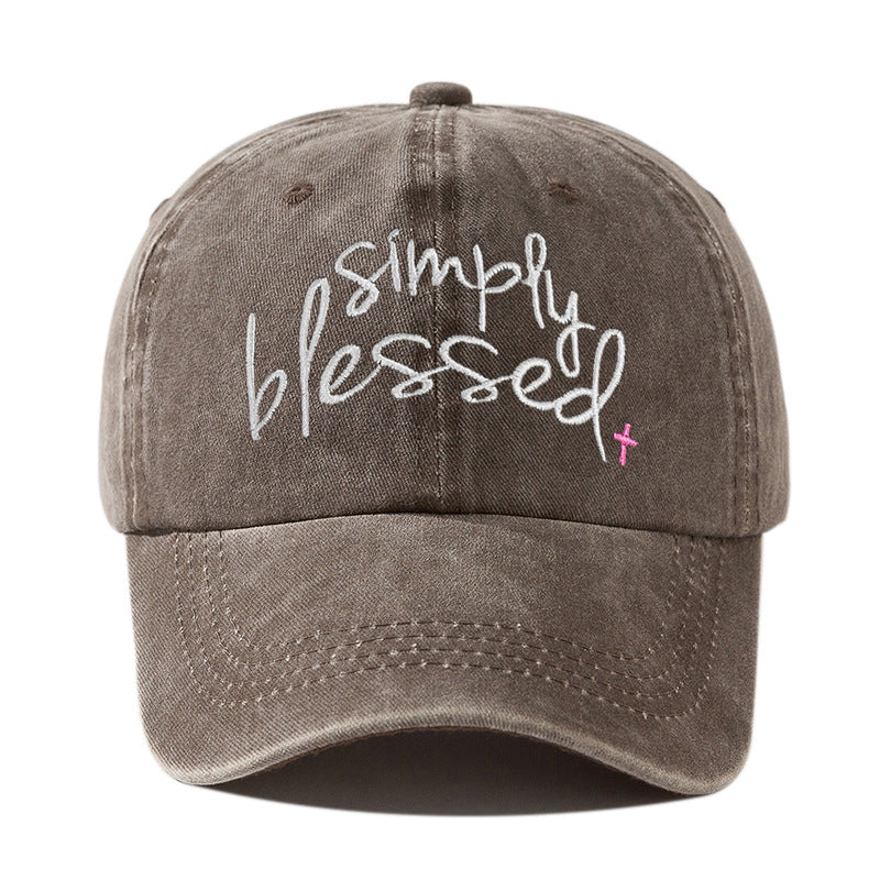 Casquette de baseball brodée de lettres anglaises à large bord «Simply Blessed»
