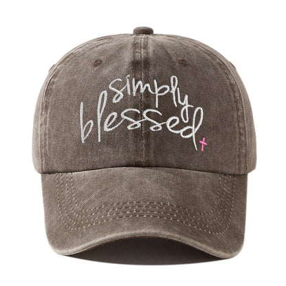 Casquette de baseball brodée de lettres anglaises à large bord «Simply Blessed»