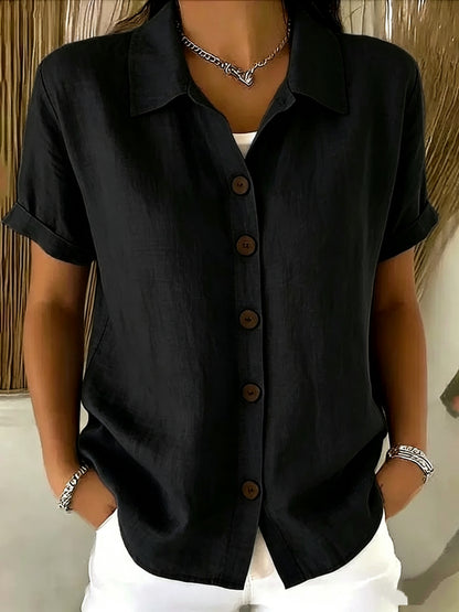 Chemise à manches longues et col à revers pour femme