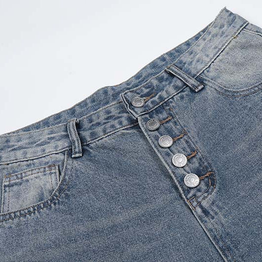 Single row button Denim Shorts