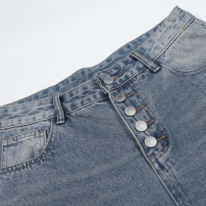 Single row button Denim Shorts