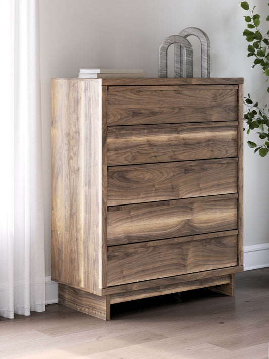 Chirason - Five Drawer Wide Chest - Brown-1