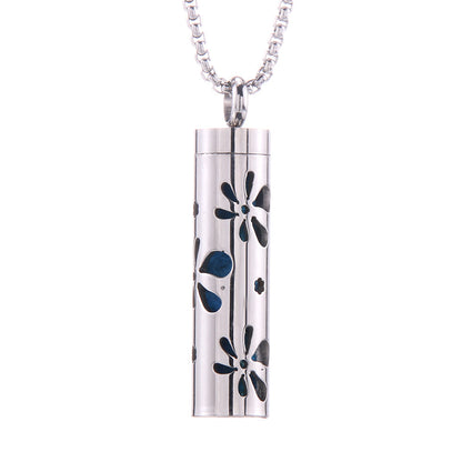 Pendentif diffuseur d'huiles essentielles cylindrique en acier inoxydable