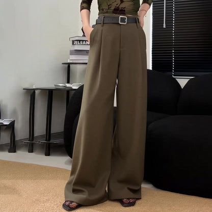 Pantalon blanc taille haute, coupe ample et décontractée