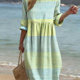 Robe ample à col rond pour femme, mode, manches longues, imprimé de qualité supérieure