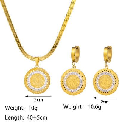 Boucles d'oreilles Collier en acier inoxydable Ensemble de bijoux pour femmes