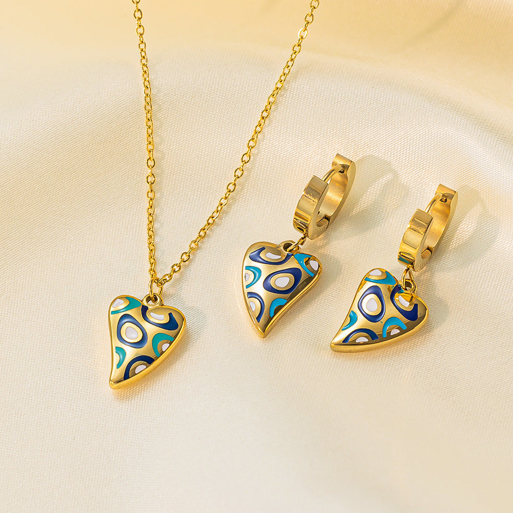Juego de joyas de acero inoxidable para mujer: collar y pendientes