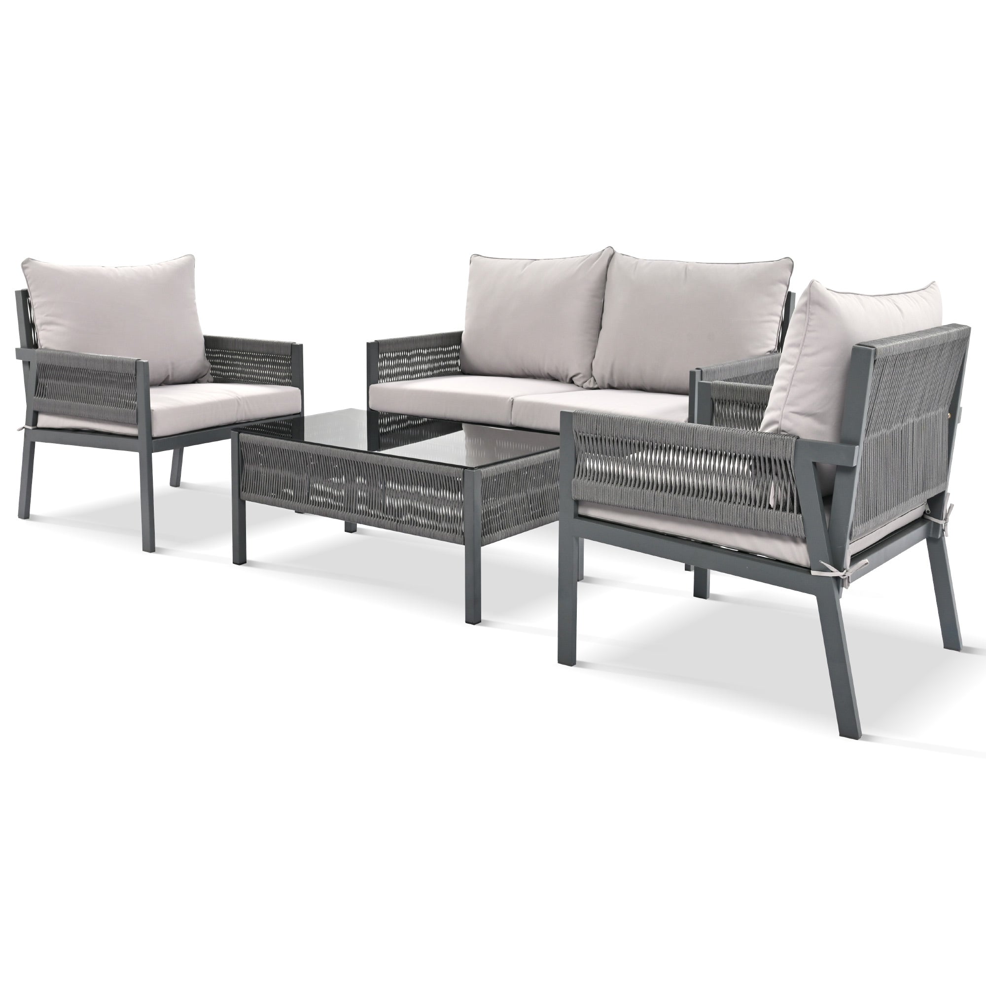 Outdoor Furniture with Tempered Glass Table