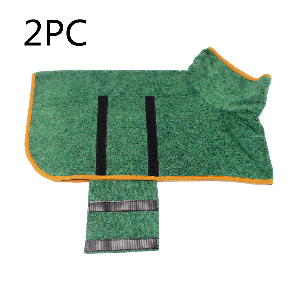 Bata de baño absorbente para mascotas de microfibra con ajuste de cintura