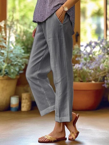 Pantalon décontracté droit pour femme, ample et simple, de couleur unie et à la mode
