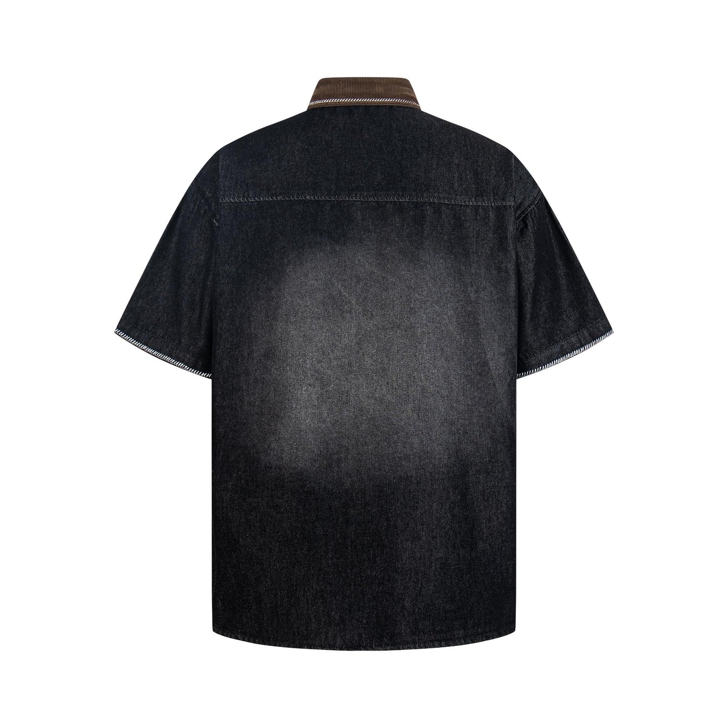 Cat Embroidered Cowboy Short Sleeve