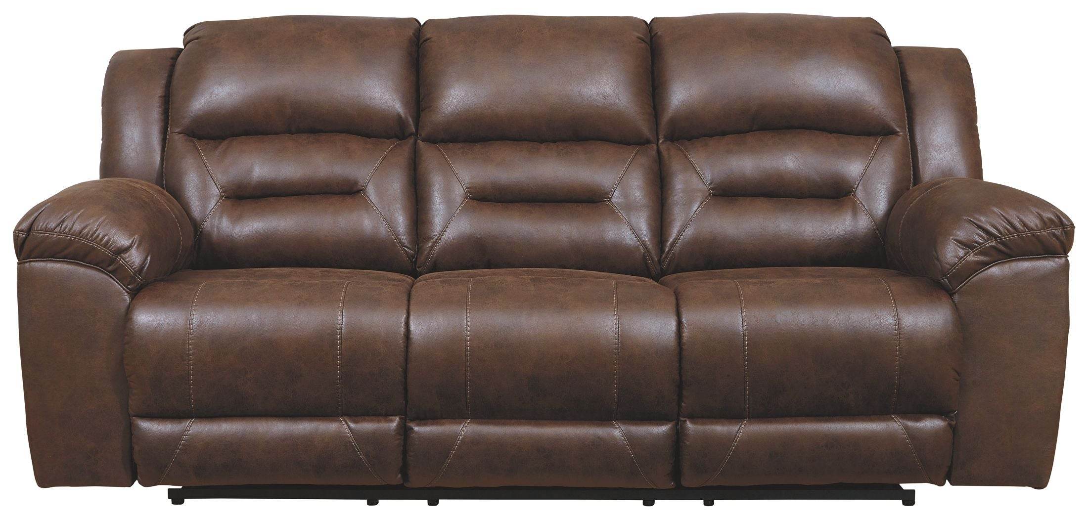Stoneland - Reclining Sofa - Faux Leather - Chocolate-0