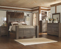 Dark Brown Vintage Style 6 Pc Queen Poster Bed Bedroom Furniture Set-0