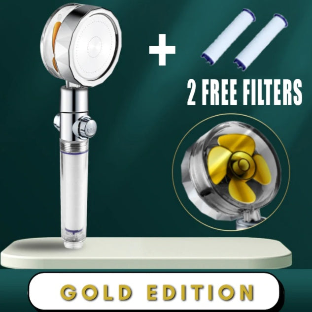 Cabezal de Ducha con Ahorro de Agua, Flujo Giratorio 360 Grados con Pequeño Ventilador, Boquilla Rociadora de Alta Presión de Lluvia de ABS, Accesorios de Baño