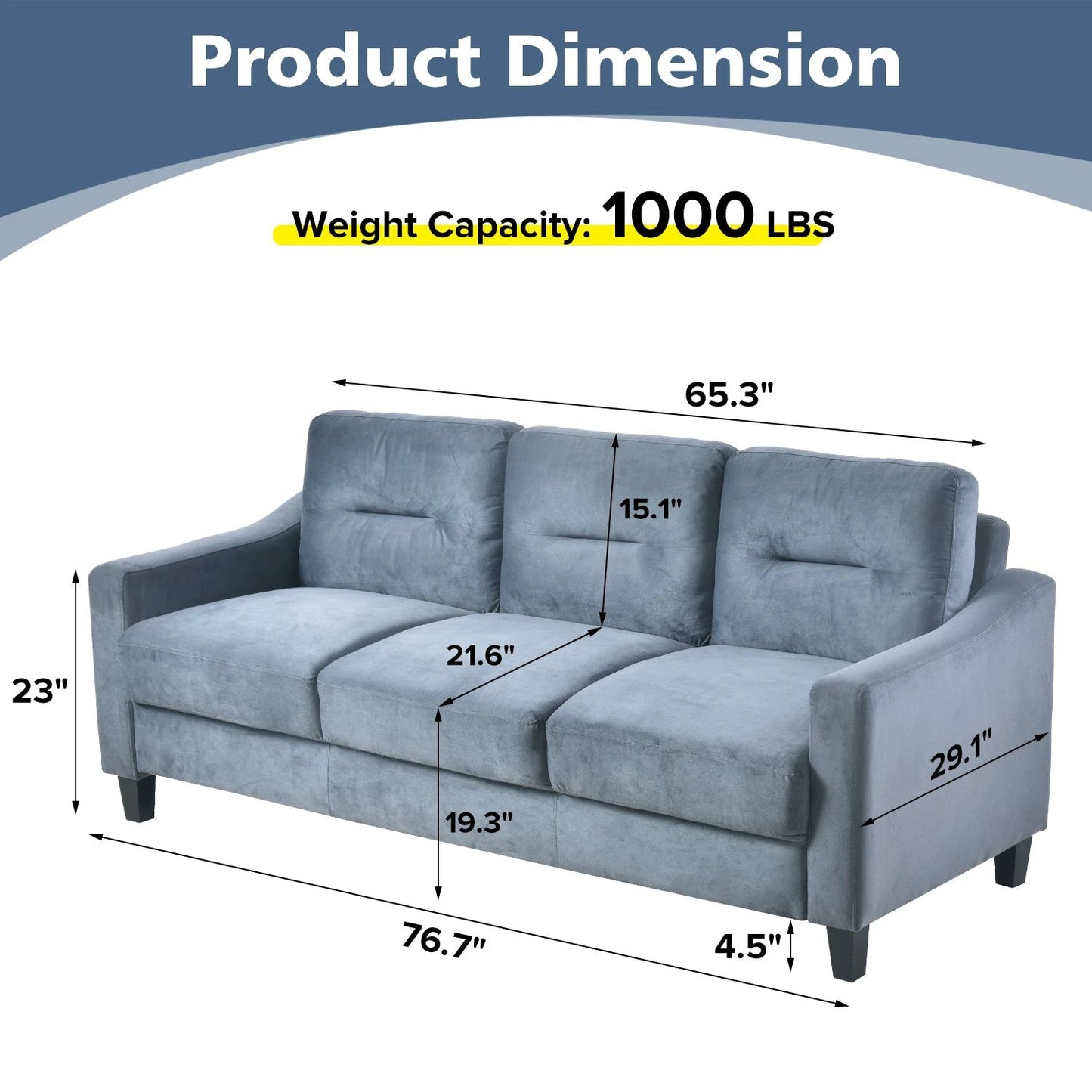 Gray Couch Comfortable Sectional Couches and Sofas for Living Room Office Small Space Chenille by eprolo