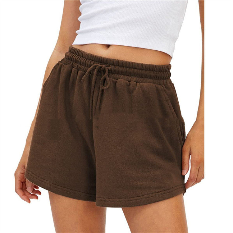 Pantalones cortos de mujer de talle alto elásticos informales para ejercicio y correr