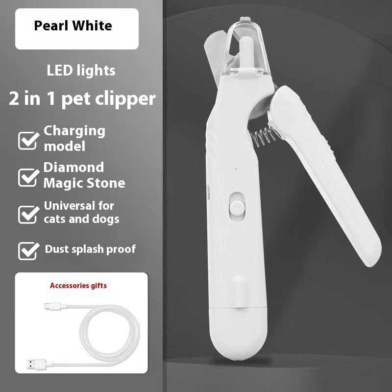 Cortaúñas 2 en 1 para mascotas con luz LED, tijeras especiales para perros y gatos, multifunción, para patas de animales, suministros para mascotas.