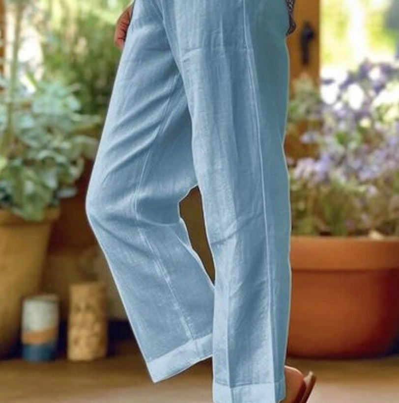 Pantalon décontracté droit pour femme, ample et simple, de couleur unie et à la mode