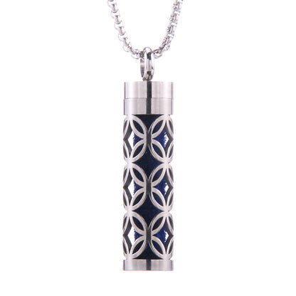 Pendentif diffuseur d'huiles essentielles cylindrique en acier inoxydable
